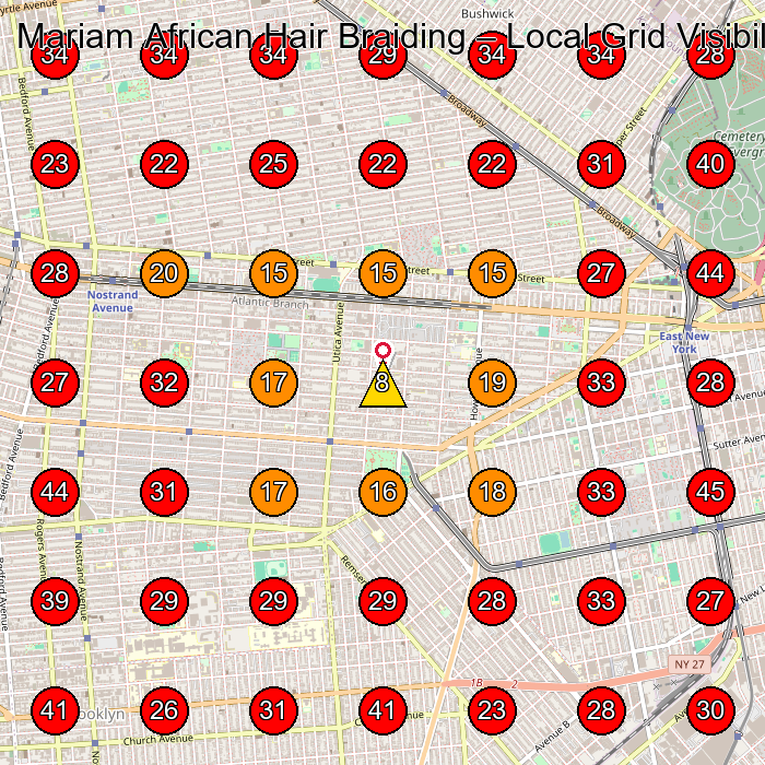 Mariam African Hair Braiding GeoGrid visibility map for Hair Salon in Brooklyn